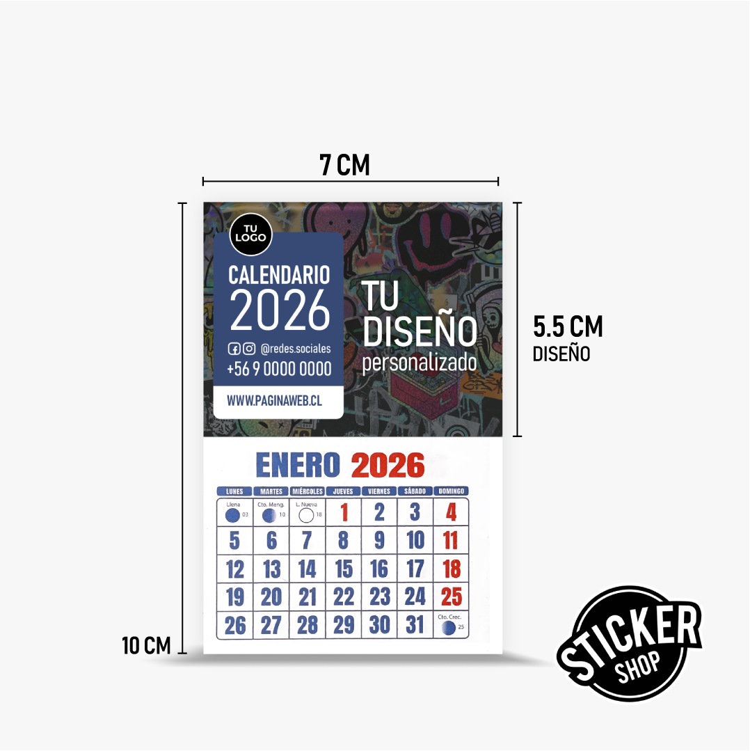 Mini Calendario Magnético 2026 de 7x10 cm