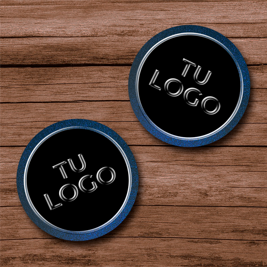 Stickers de papel · Azul metálico con barniz sectorizado