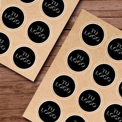 Stickers de papel · Kraft adhesivo con barniz sectorizado