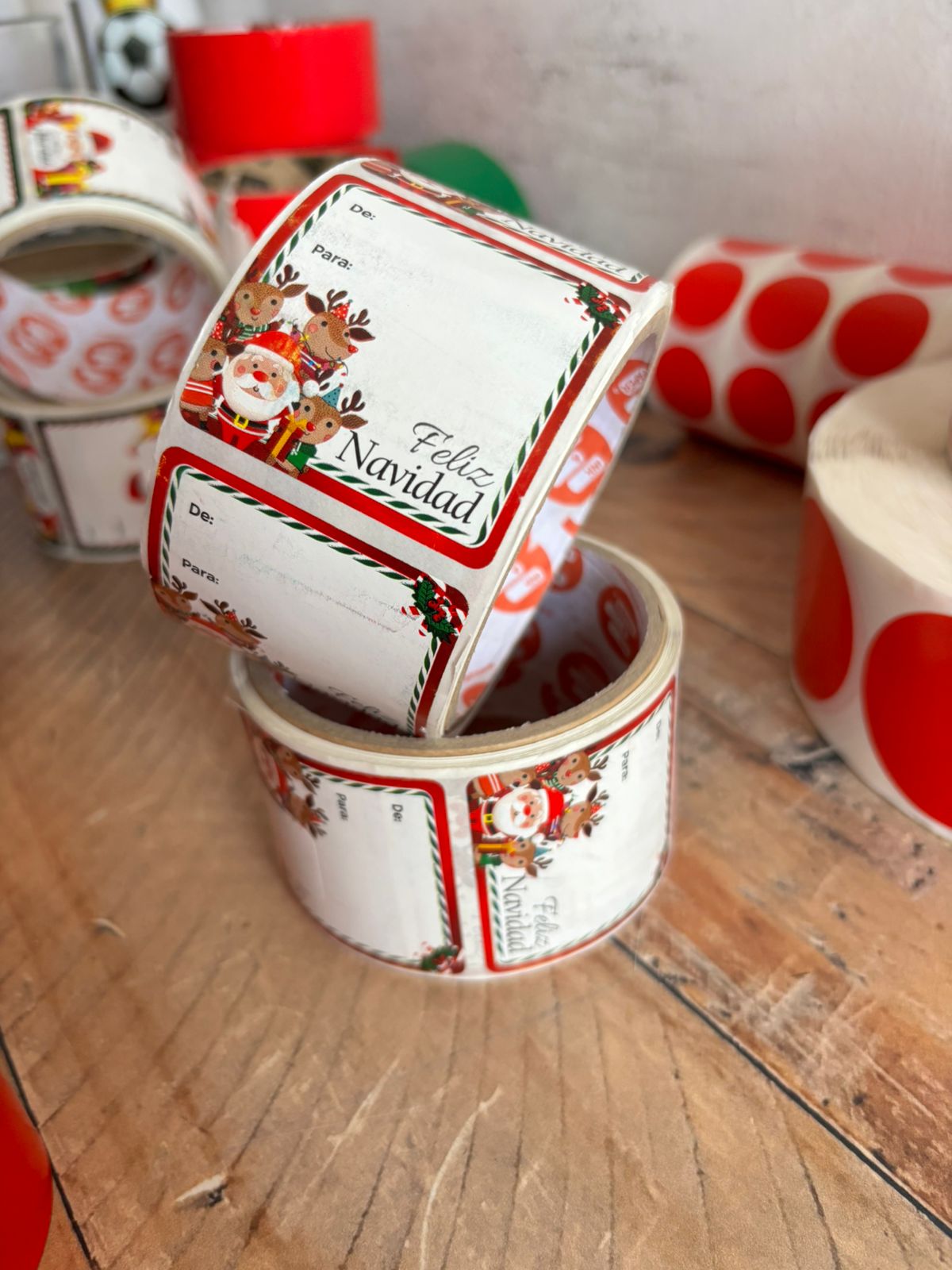 Rollo de Etiquetas navideñas adhesivas