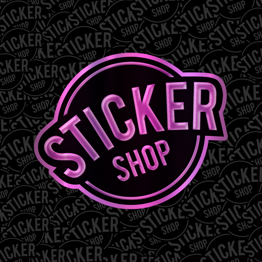 Stickers Morados Metalizados con Barniz Sectorizado