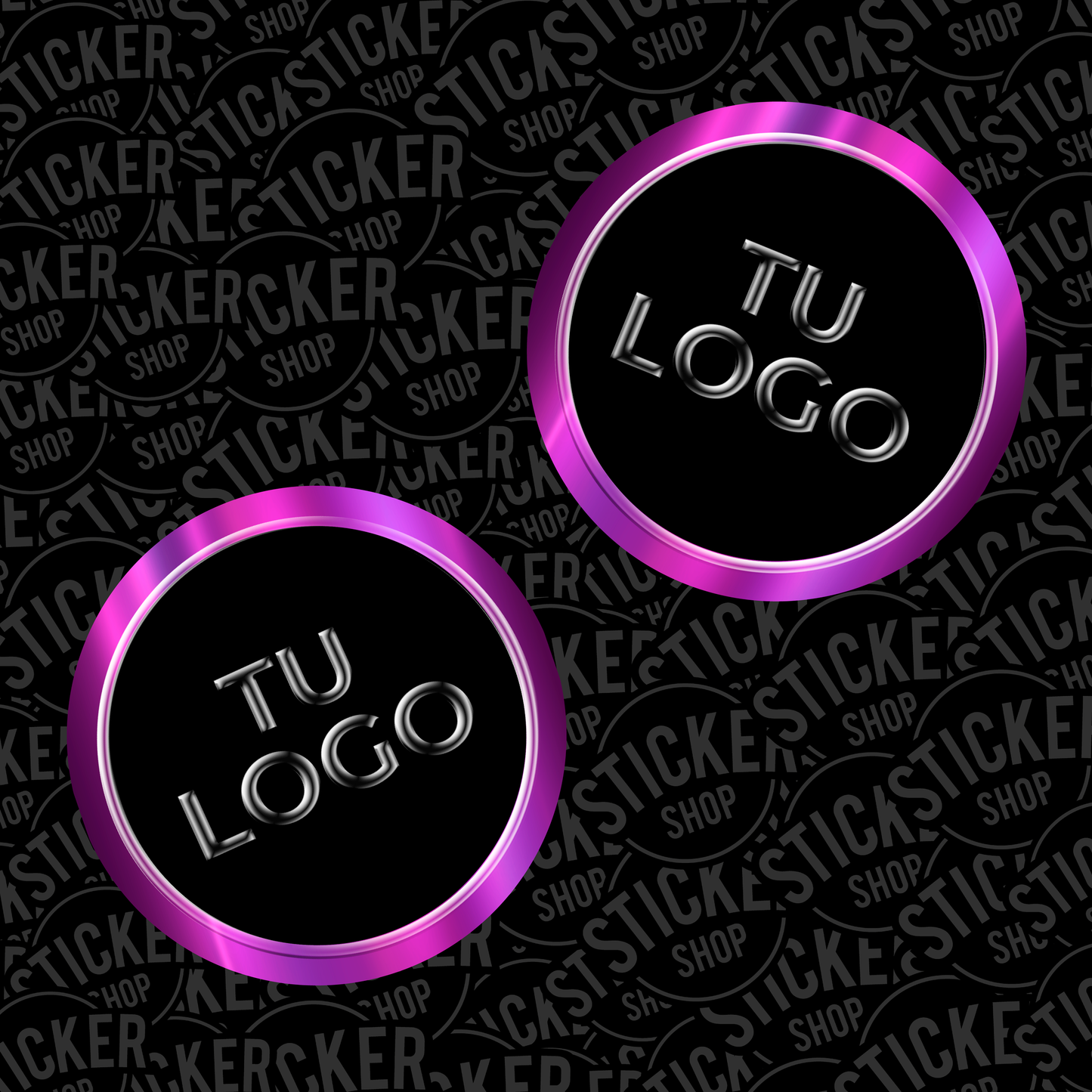 Stickers Morados Metalizados con Barniz Sectorizado