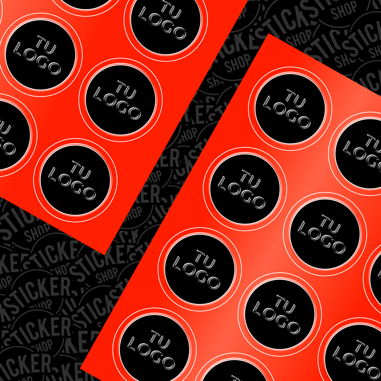 Stickers Rojo Neón con Barniz Sectorizado