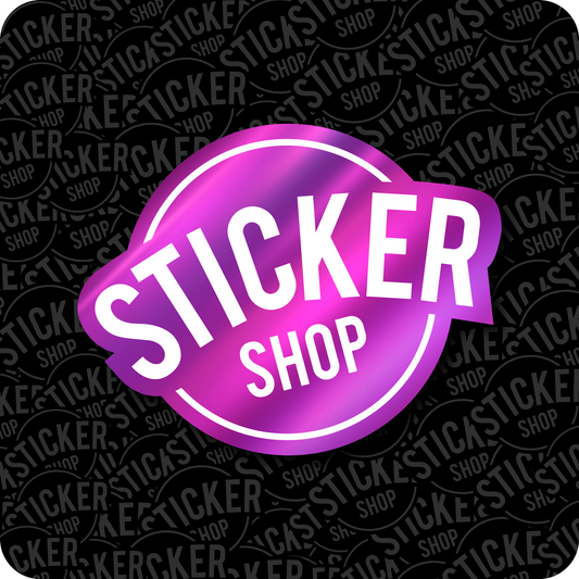 Stickers Morado Metalizado con Tinta Blanca