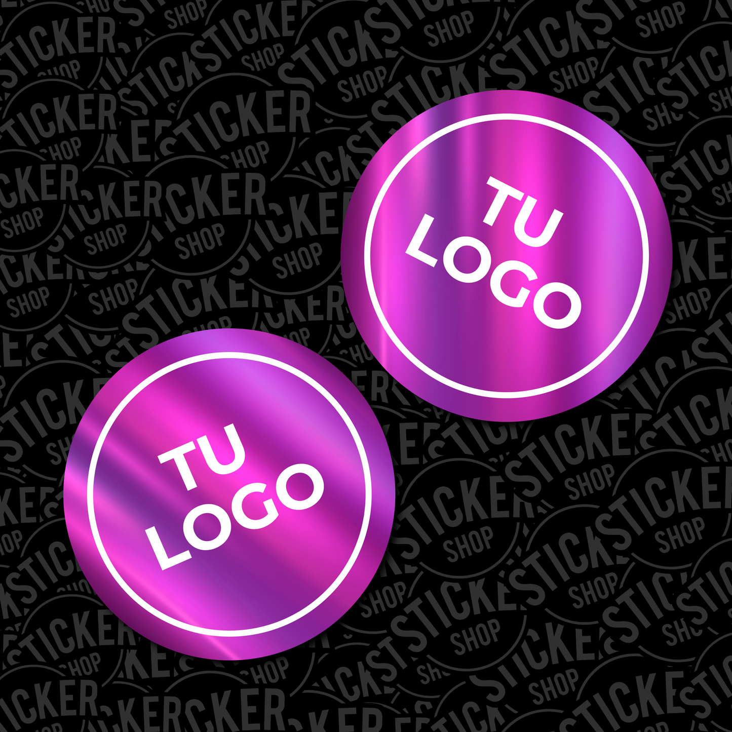 Stickers Morado Metalizado con Tinta Blanca