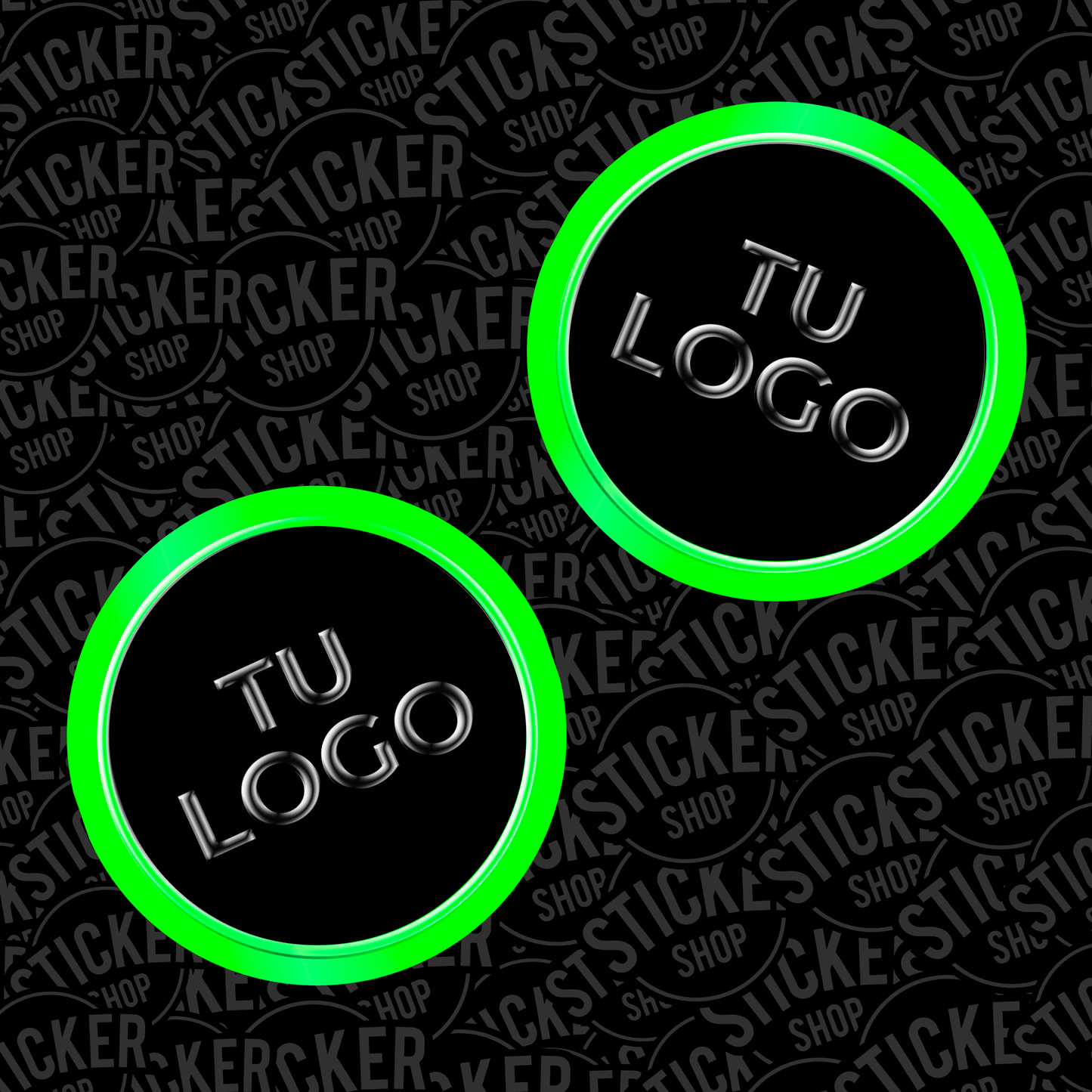 Stickers Verde Neón con Barniz Sectorizado