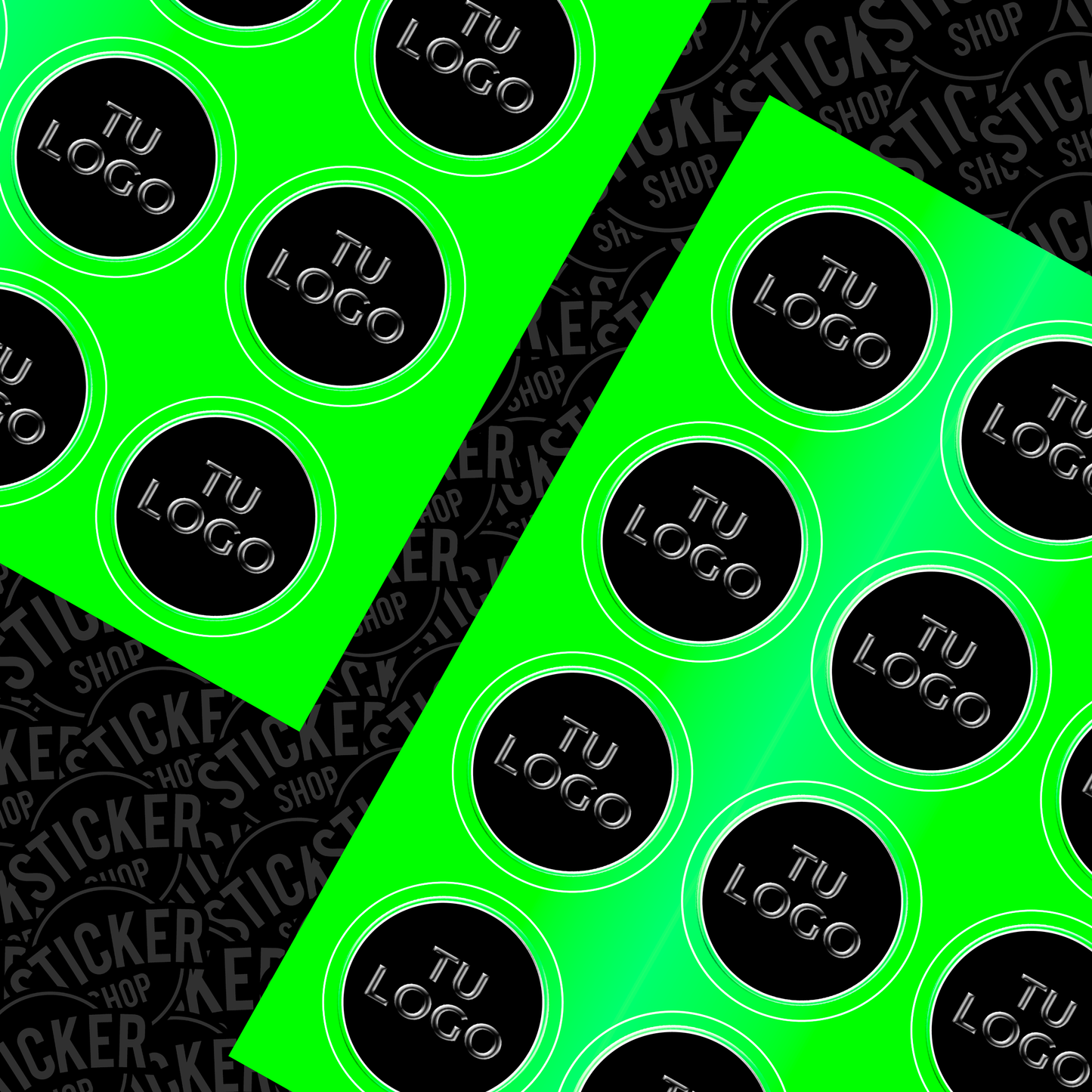 Stickers Verde Neón con Barniz Sectorizado