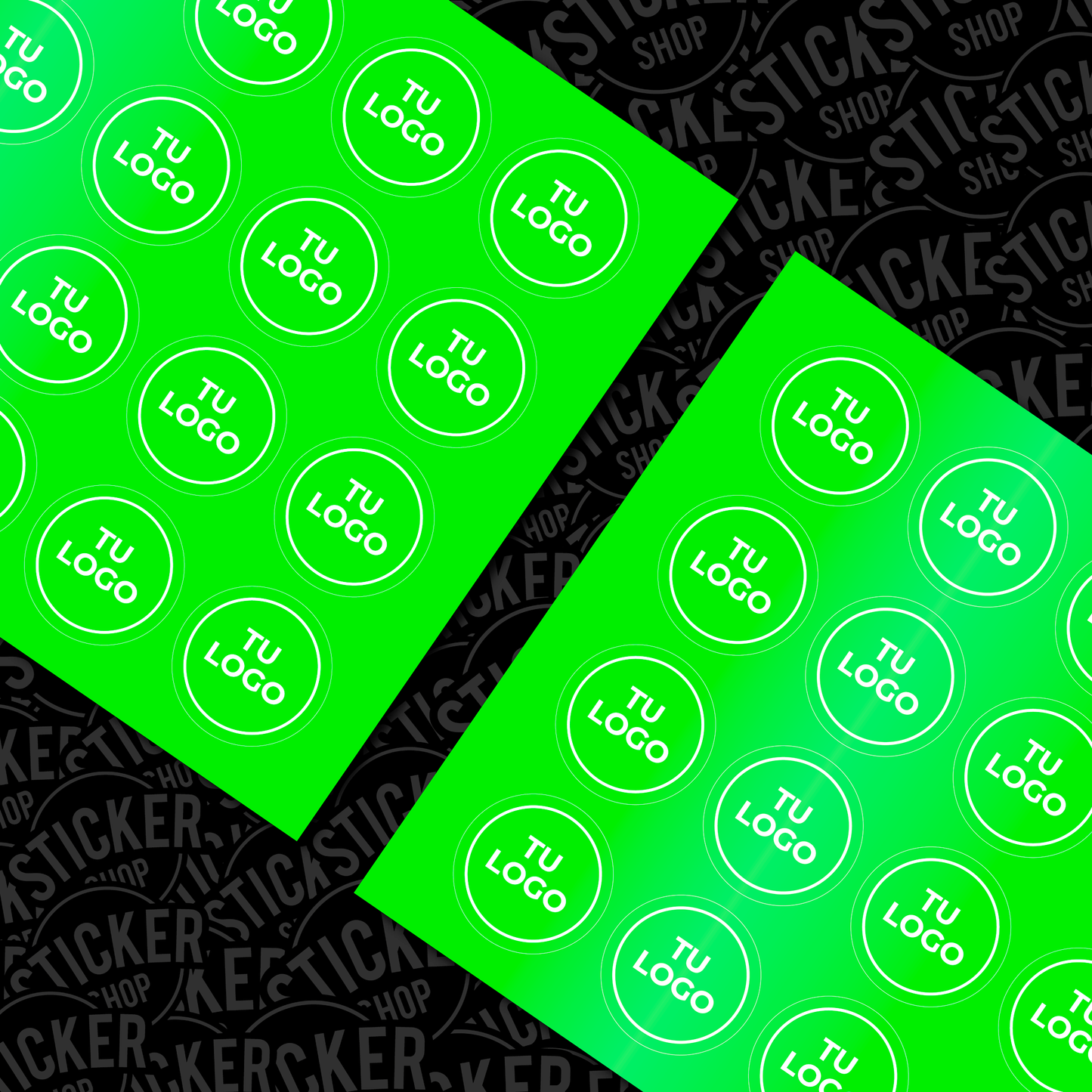 Stickers Verde Neón con Tinta Blanca