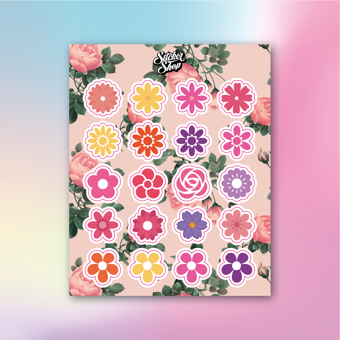 Lámina de Stickers de Flores