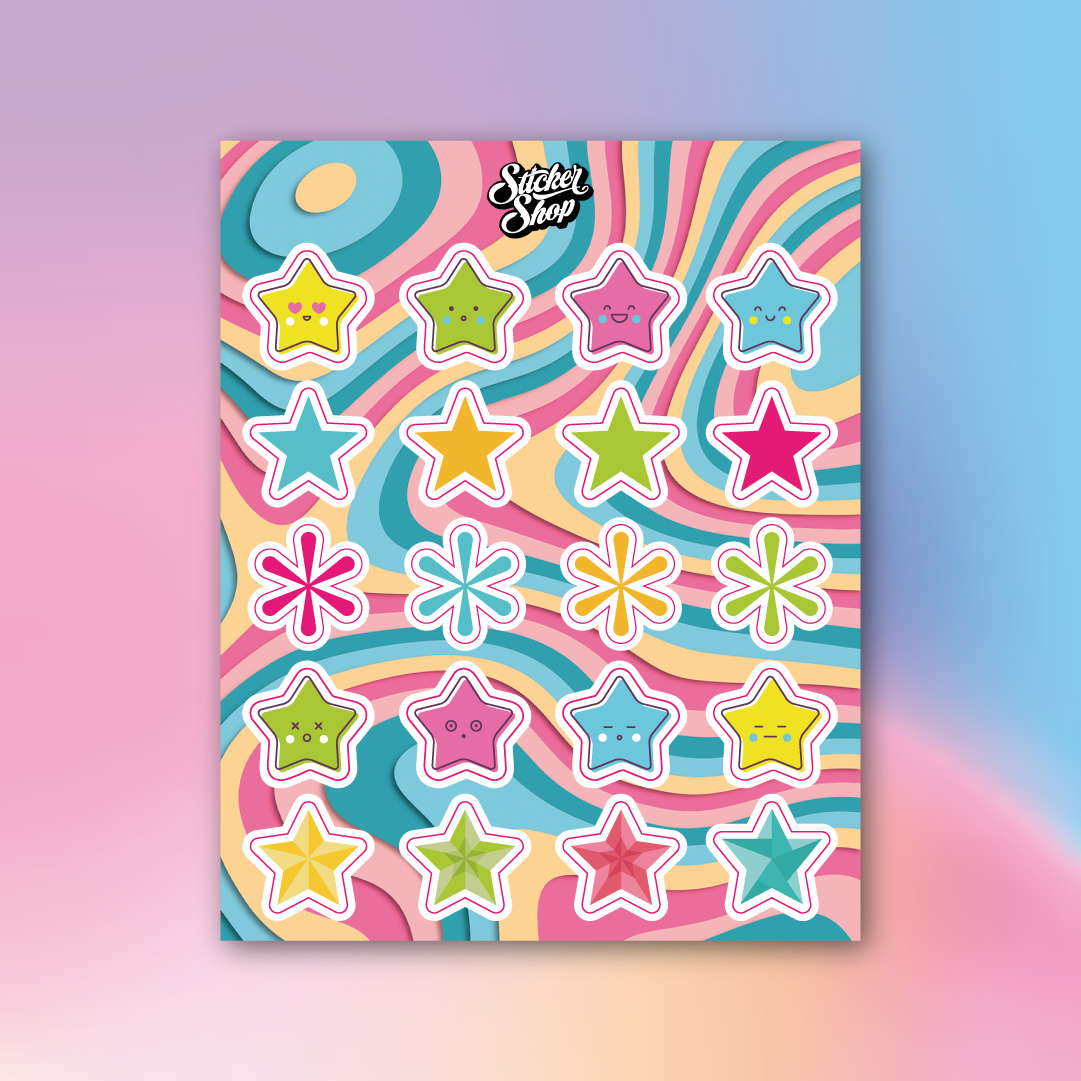 Lámina de Stickers de Estrellas