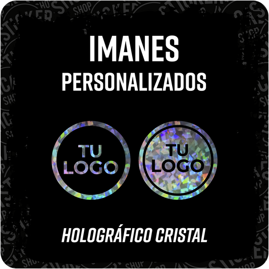 Imanes personalizados impresos sobre vinilo holográfico Cristal