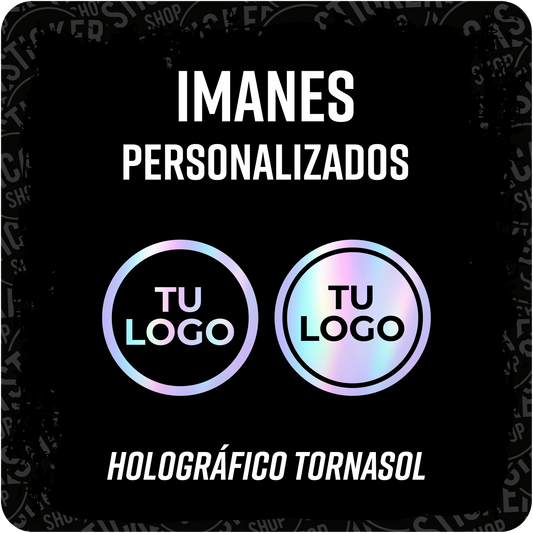Imanes personalizados impresos sobre vinilo holográfico Tornasol