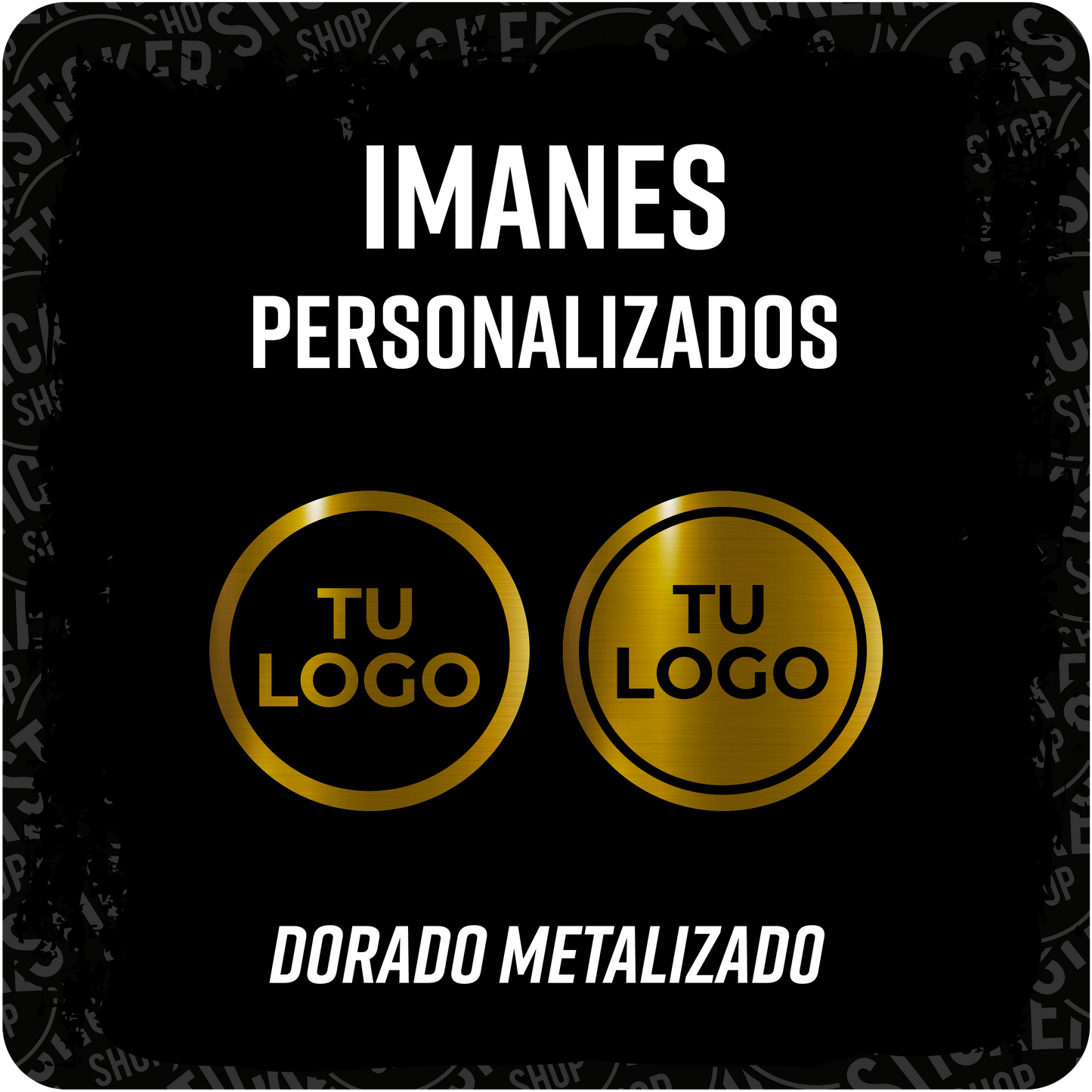 Imanes personalizados impresos sobre vinilo dorado matte