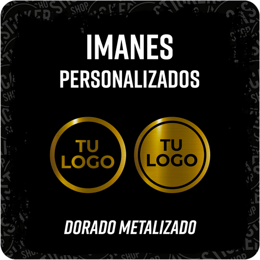 Imanes personalizados impresos sobre vinilo dorado matte