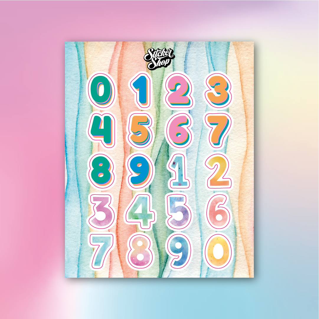Lámina de Stickers de Números