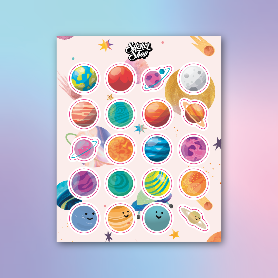 Lámina de Stickers de Planetas
