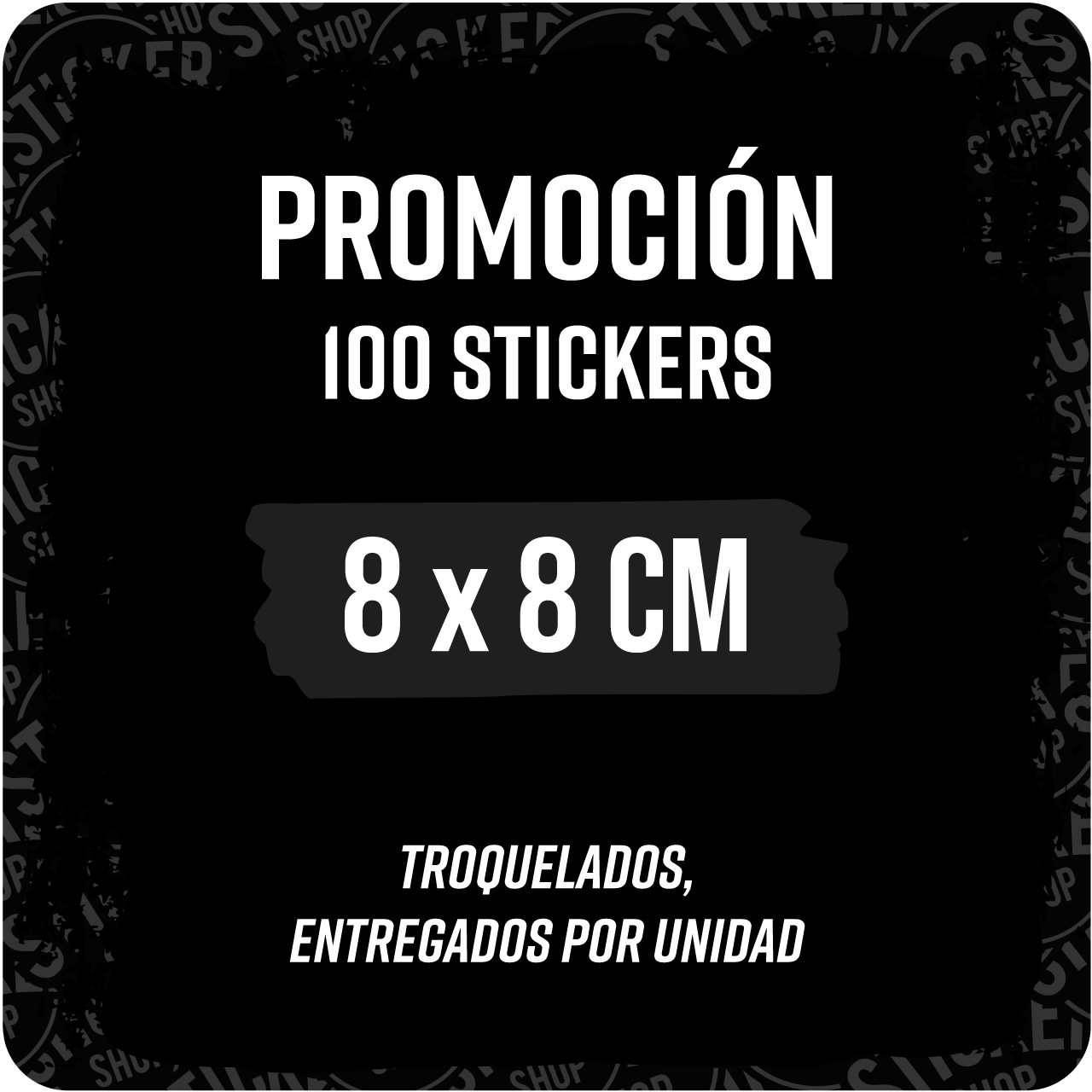 100 stickers 8x8 cm troquelados