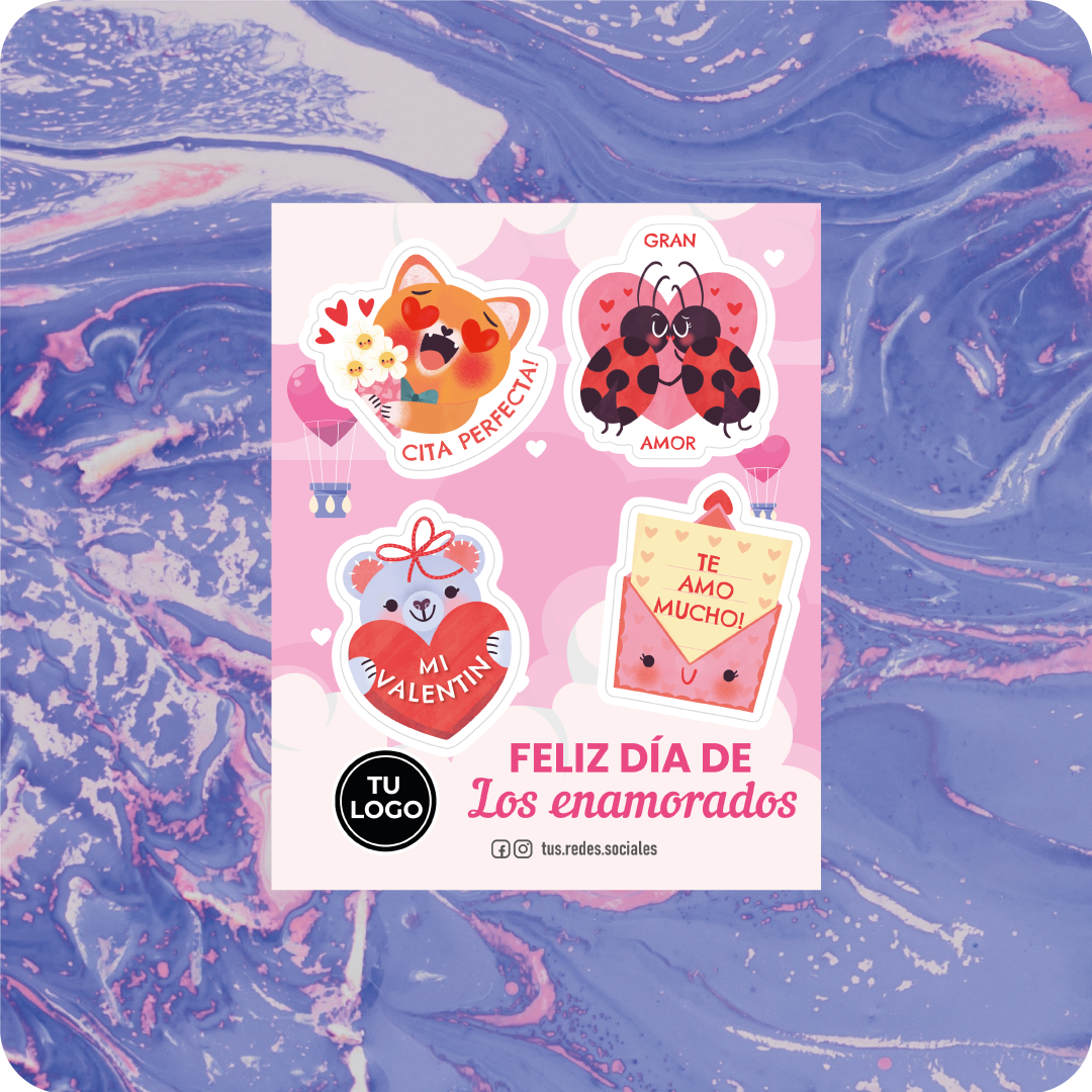 Lamina de Stickers del día de los enamorados 2