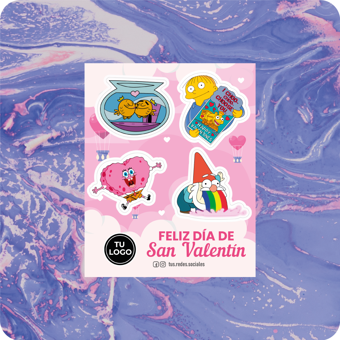 Lamina de Stickers de San Valentin