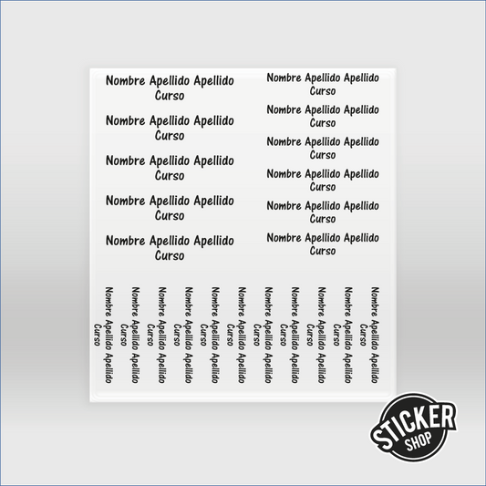 Etiqueta escolares DTF UV para superficies duras