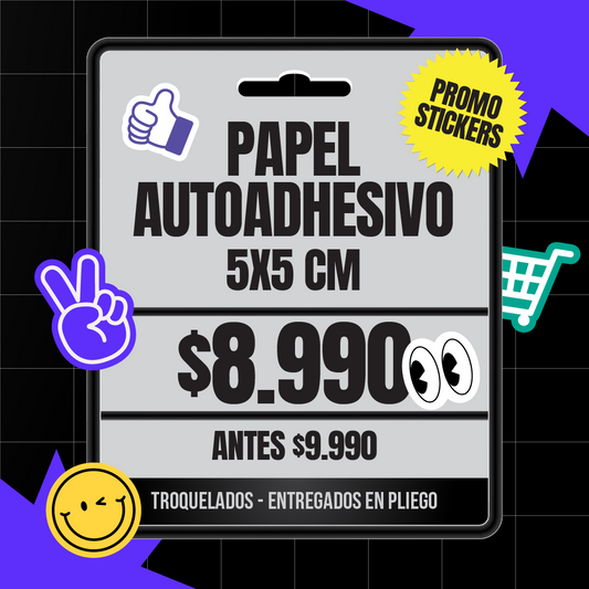 Stickers de papel adhesivo 5x5 cm