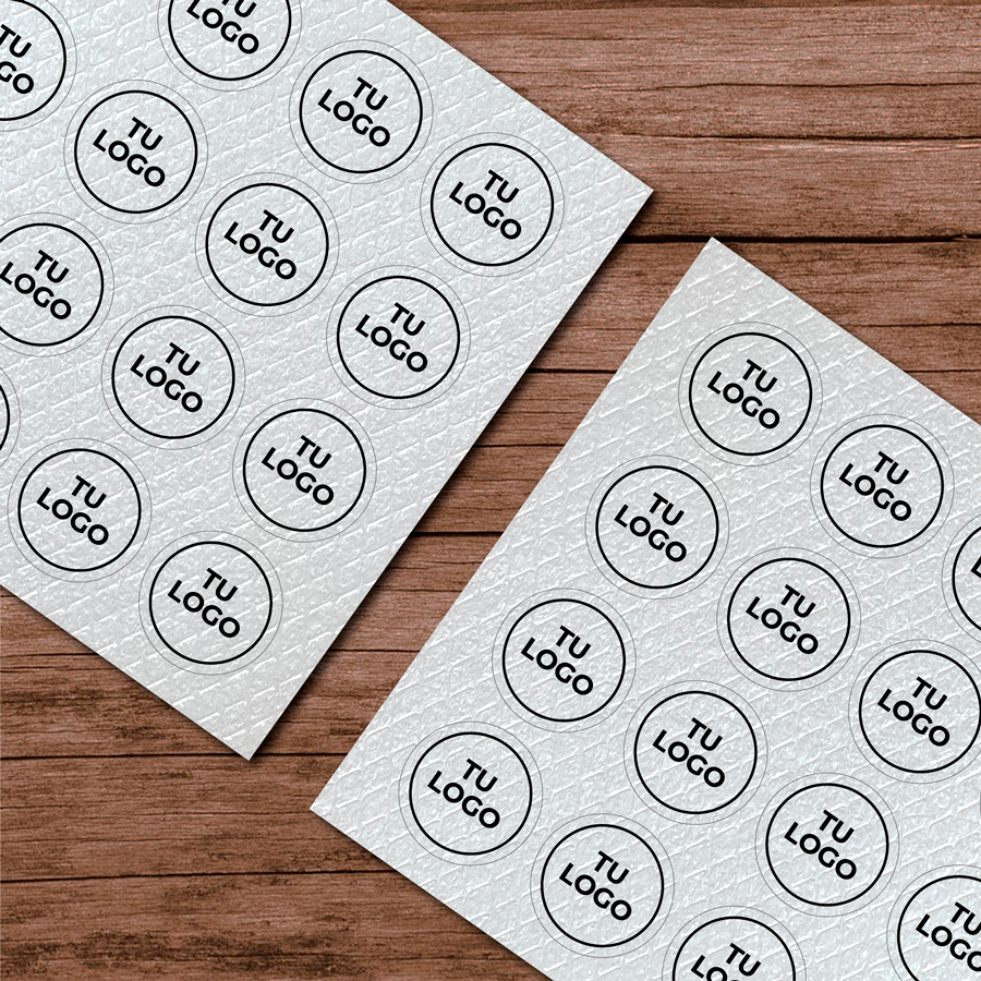 Stickers de papel · Blanco nácar texturado