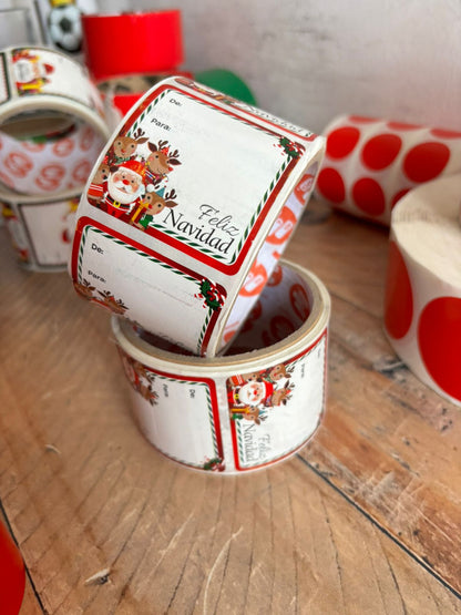 Rollo de Etiquetas navideñas adhesivas