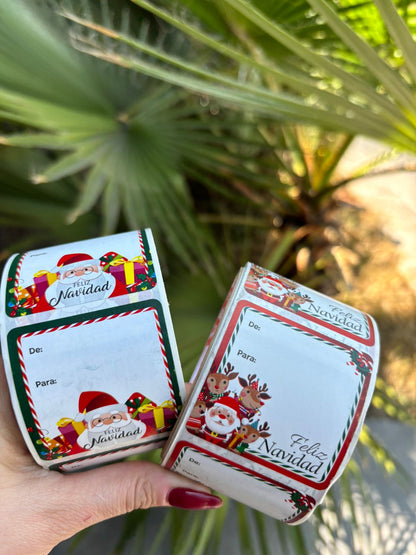 Rollo de Etiquetas navideñas adhesivas