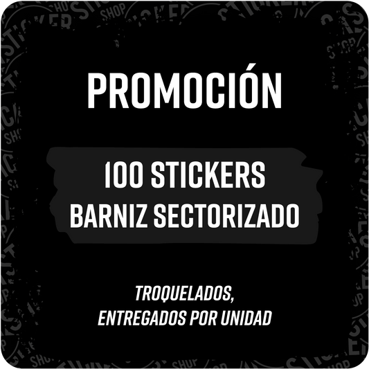 100 stickers con Barniz Sectorizado