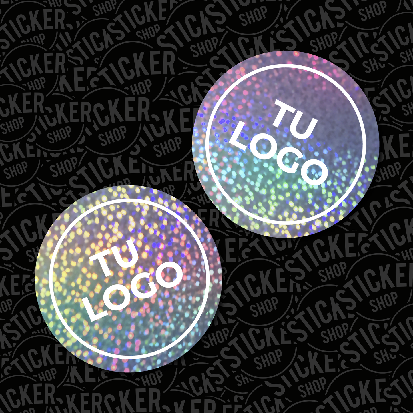 Stickers Holográficos Glitter con Tinta Blanca