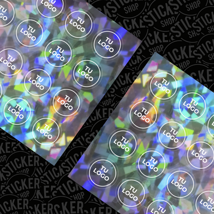 Stickers Holográficos Cristal con Tinta Blanca